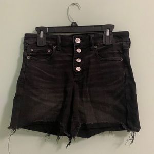 American Eagle Next Level Stretch Button Up Black Jean Shorts